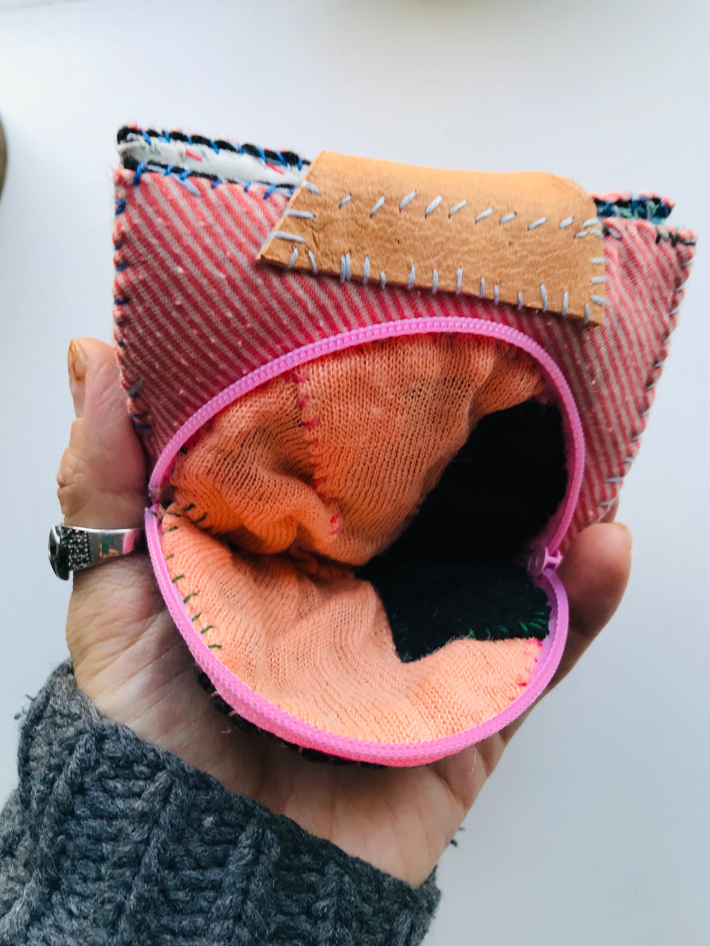 Wallet Cloth Wallet Handmade Hand Sewn Embroidered Patchwork Bifold 1655