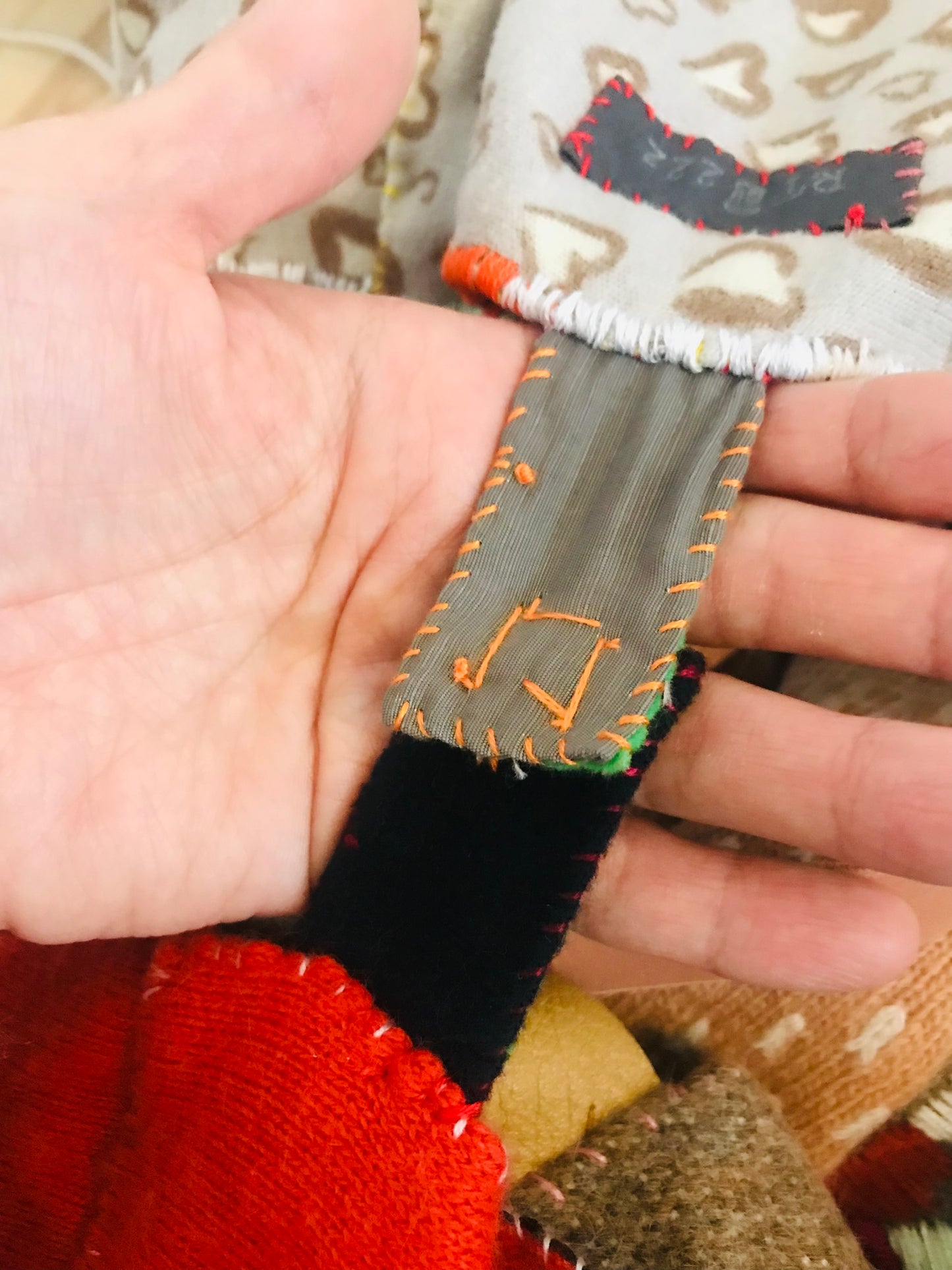 Taske håndsyet taske stof ægte læder håndtag slow fashion håndlavet 1688 