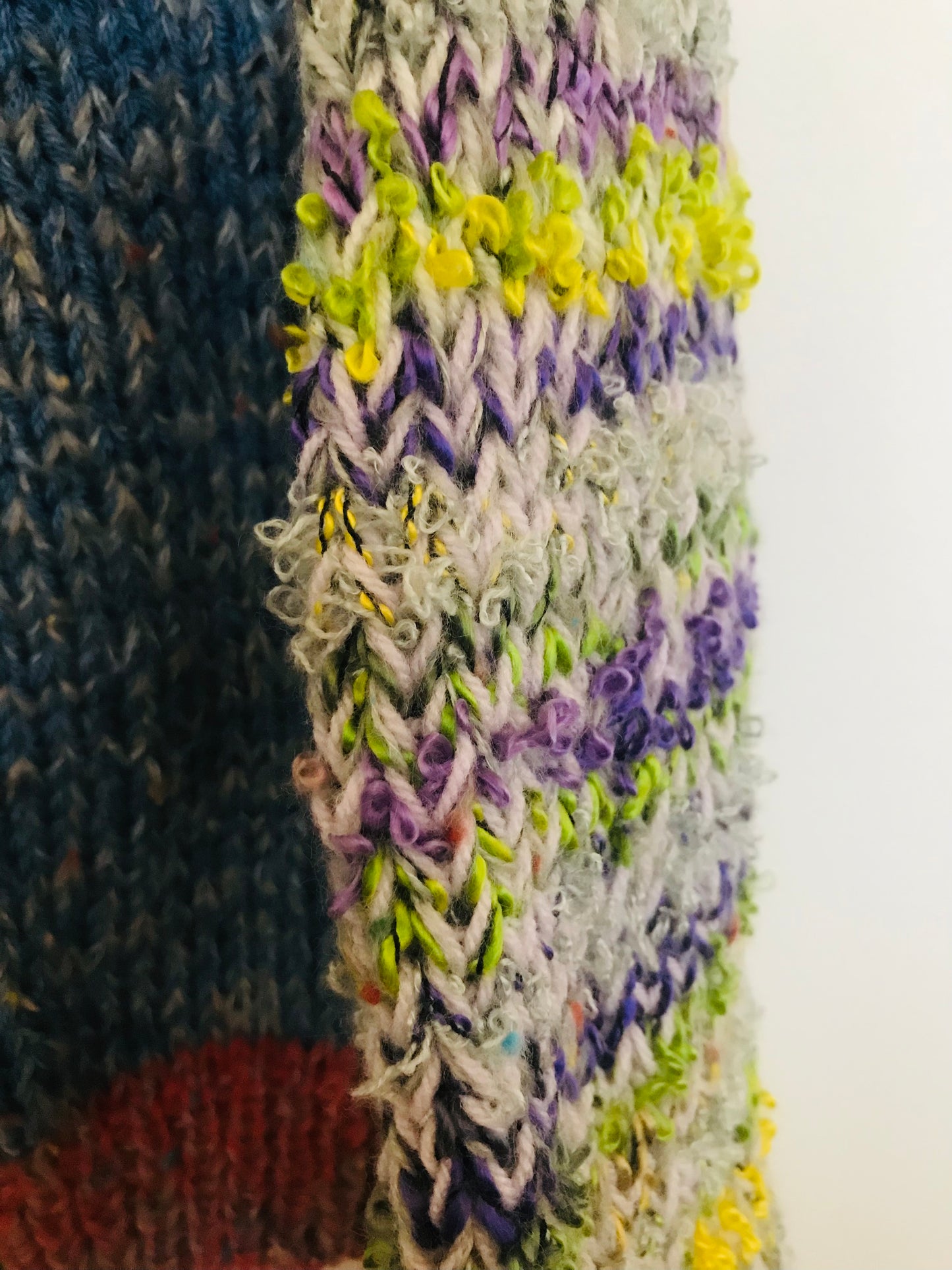 Sweater hand-knitted mixed yarn winter roughly oversized slow fashion 1693