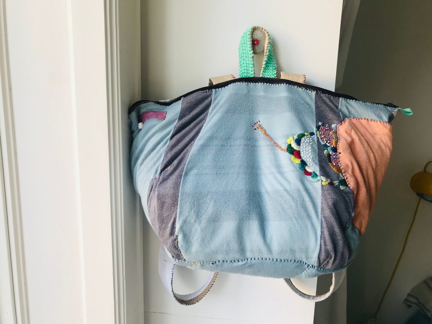 Rucksack Beaded Embroidered Hand Sewn Fabric Canvas 1594