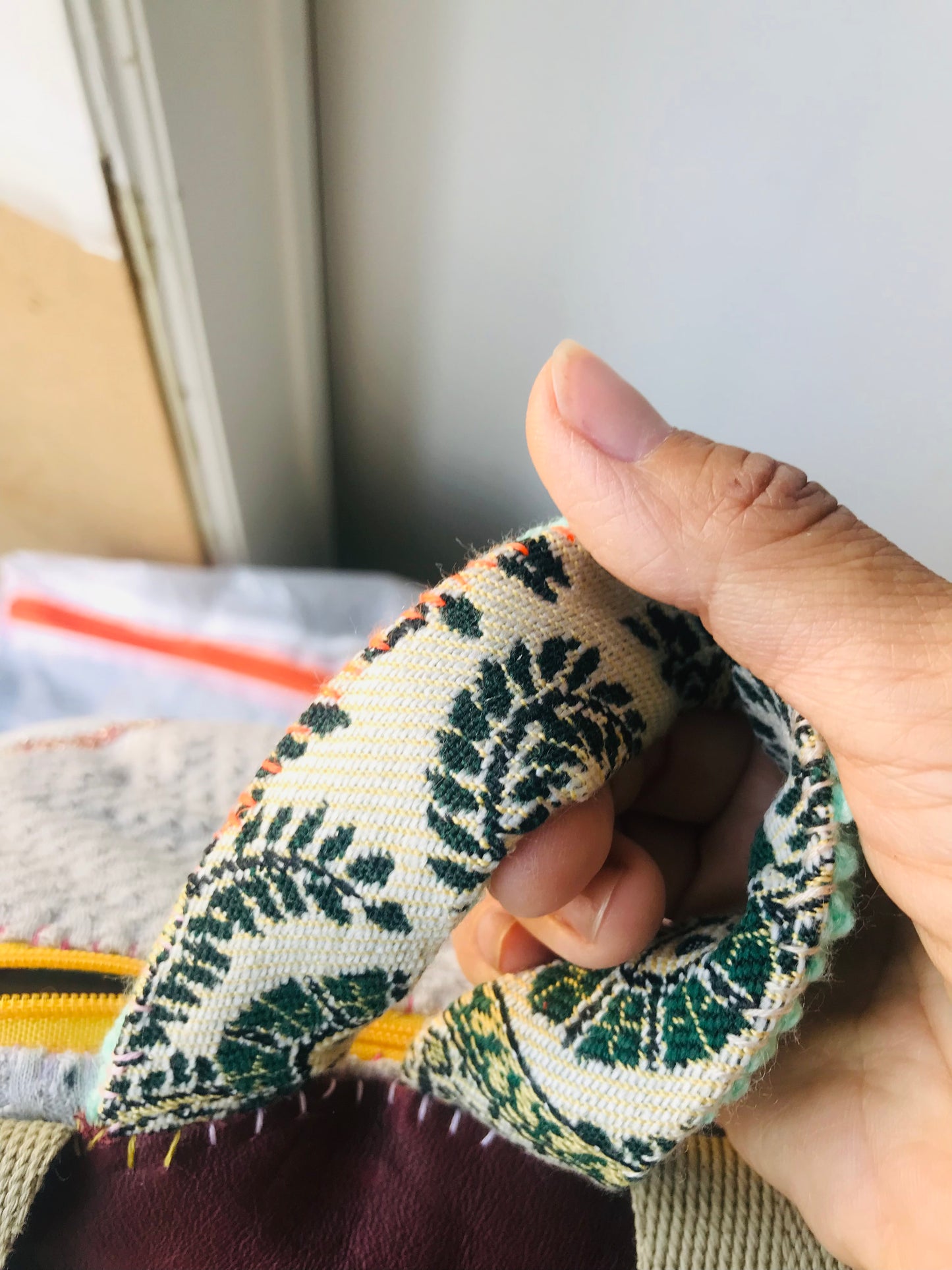 Rucksack Beaded Embroidered Hand Sewn Fabric Canvas 1593