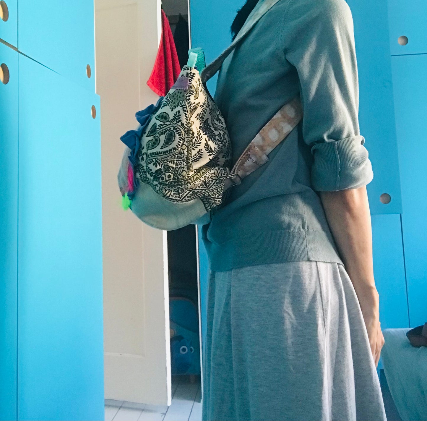 Rucksack Beaded Embroidered Hand Sewn Fabric Canvas 1592