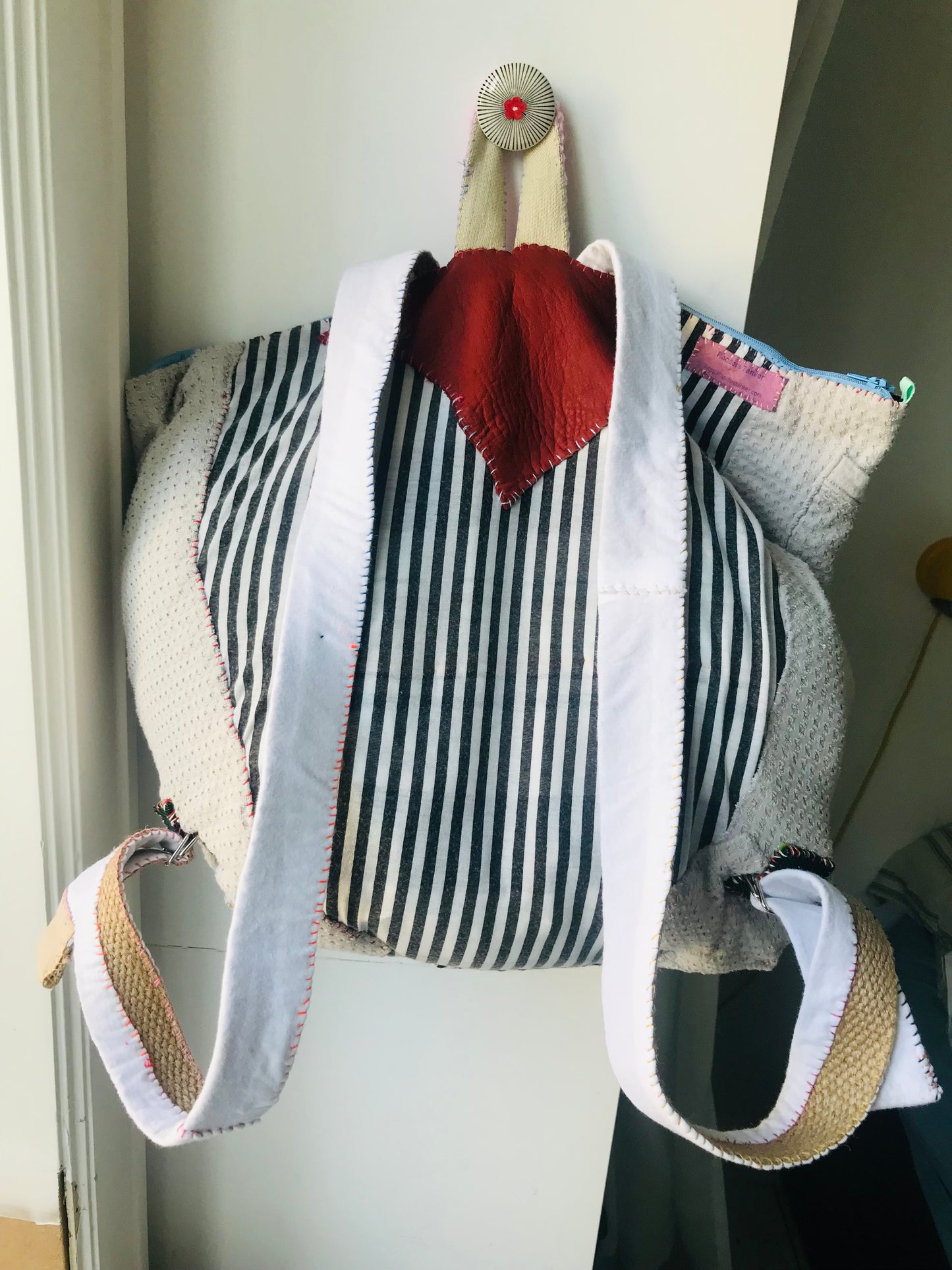 Rucksack Beaded Embroidered Hand Sewn Fabric Canvas 1586