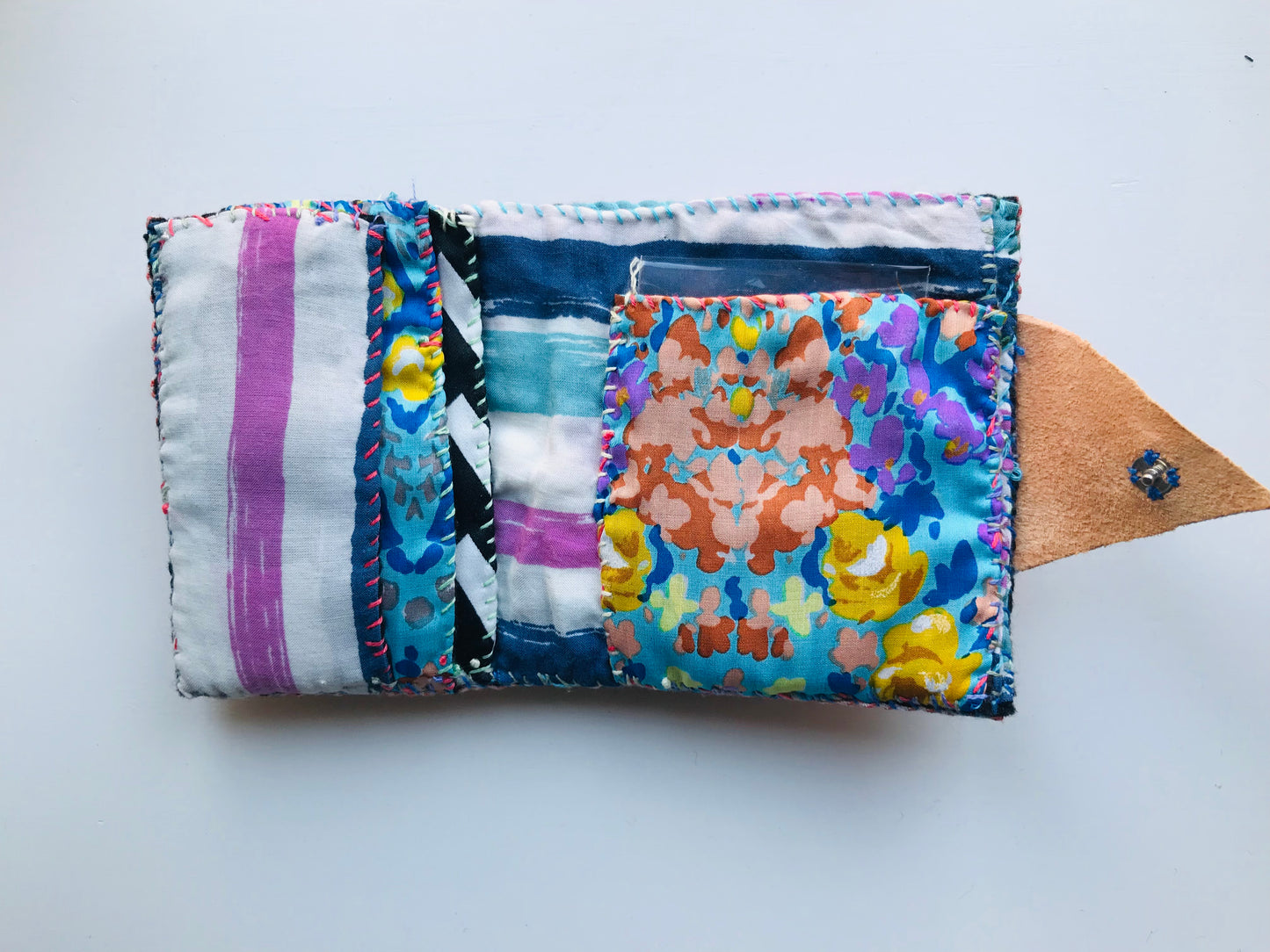 Wallet Cloth Wallet Handmade Hand Sewn Embroidered Patchwork Bifold 1655