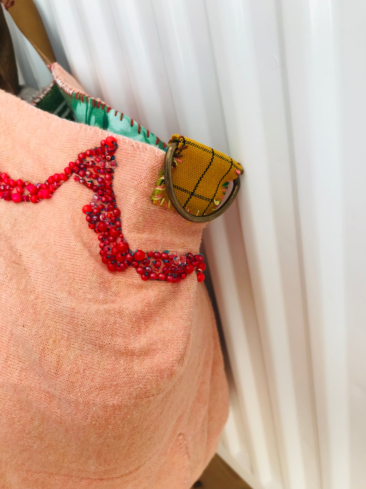 Taske håndsyet taske stof ægte læder håndtag slow fashion håndlavet 1511 