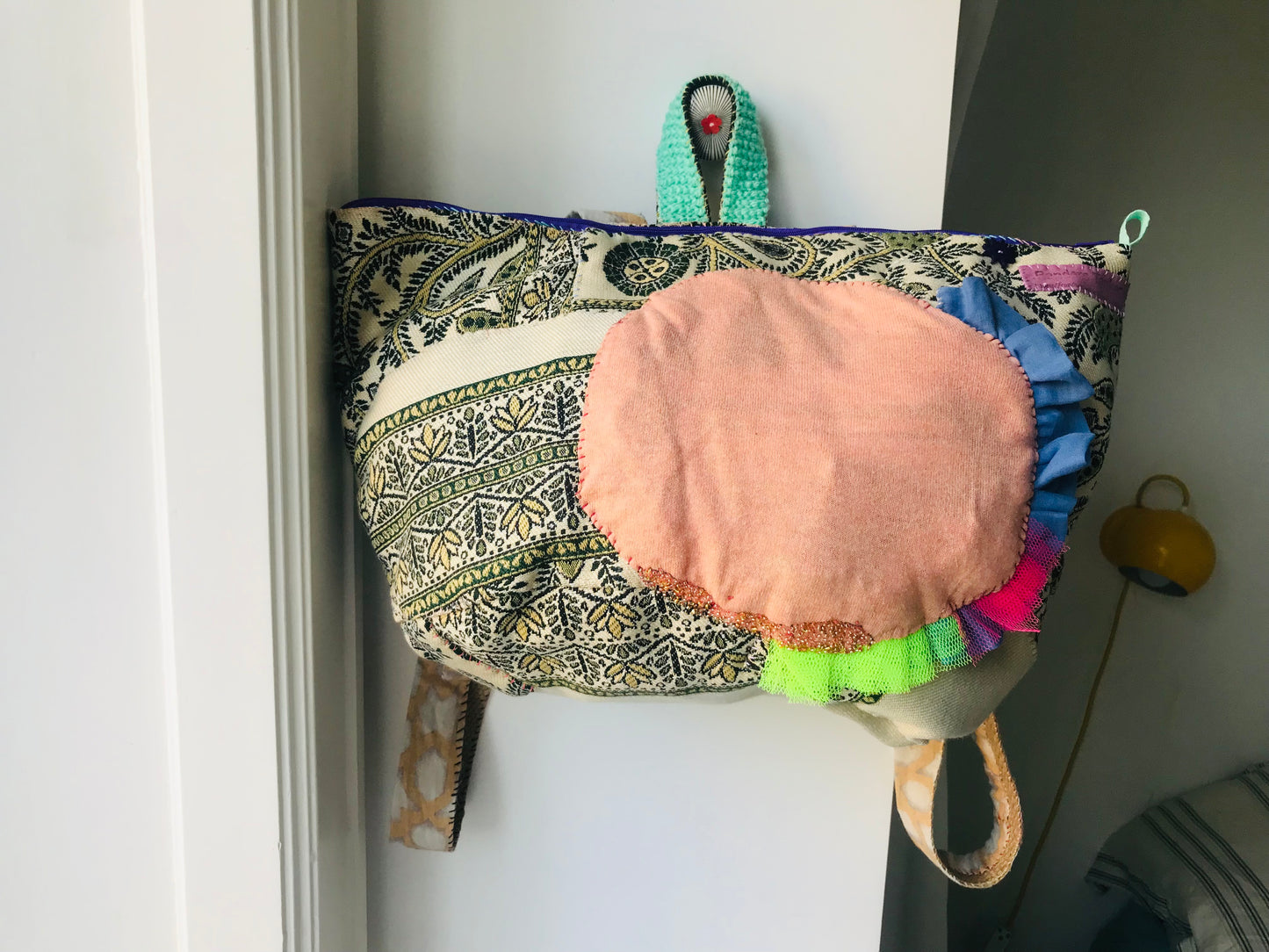 Rucksack Beaded Embroidered Hand Sewn Fabric Canvas 1592