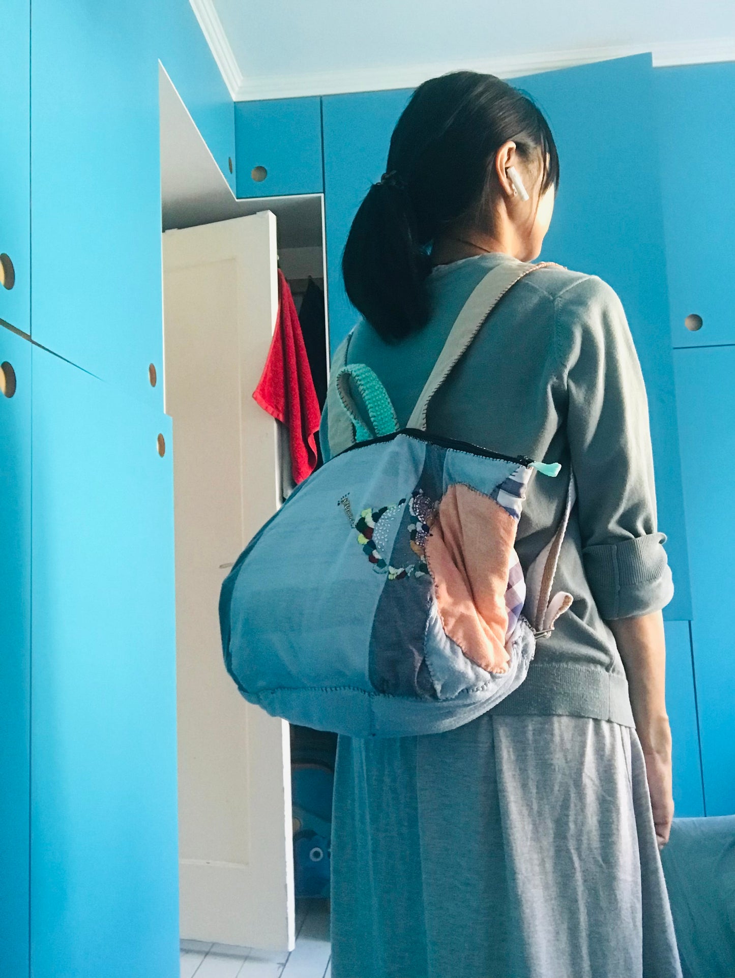 Rucksack Beaded Embroidered Hand Sewn Fabric Canvas 1594