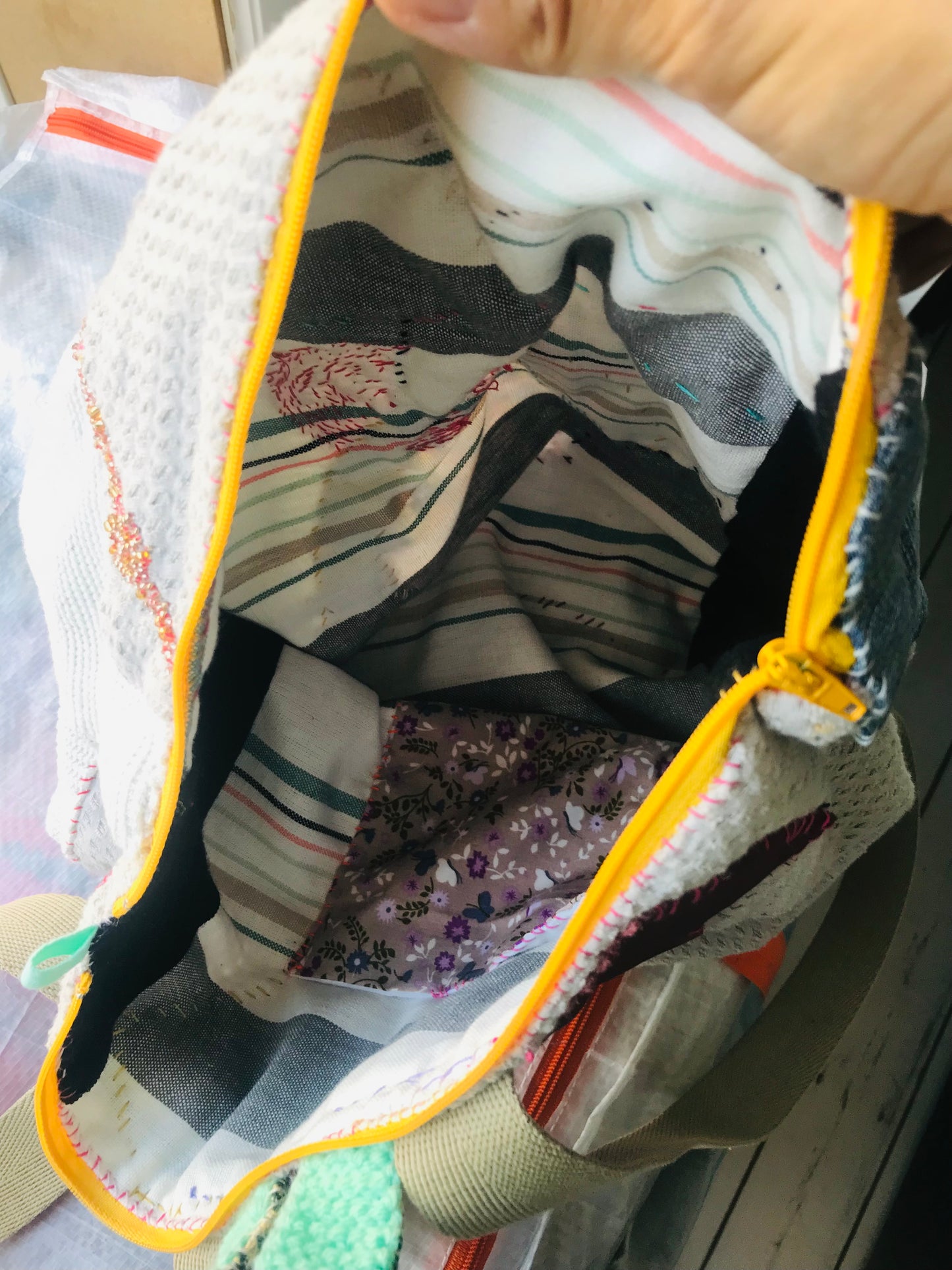 Rucksack Beaded Embroidered Hand Sewn Fabric Canvas 1593