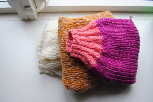 Muffler stole hand-knitted mixed yarn colorful 1620