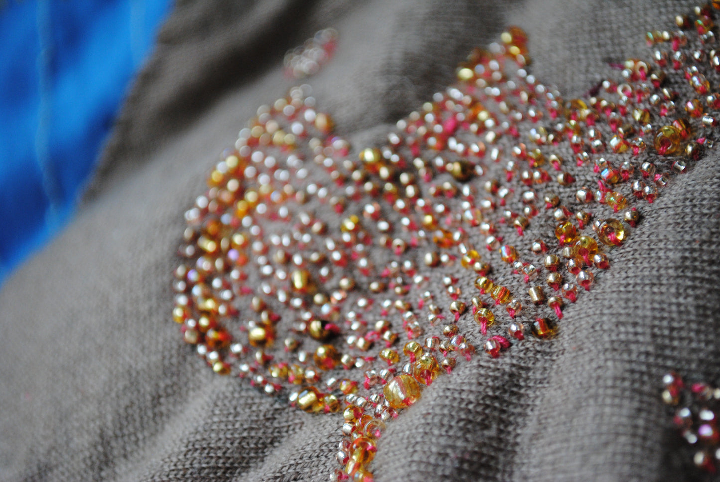 Taske håndsyet taske stof ægte læder håndtag håndlavet 1581