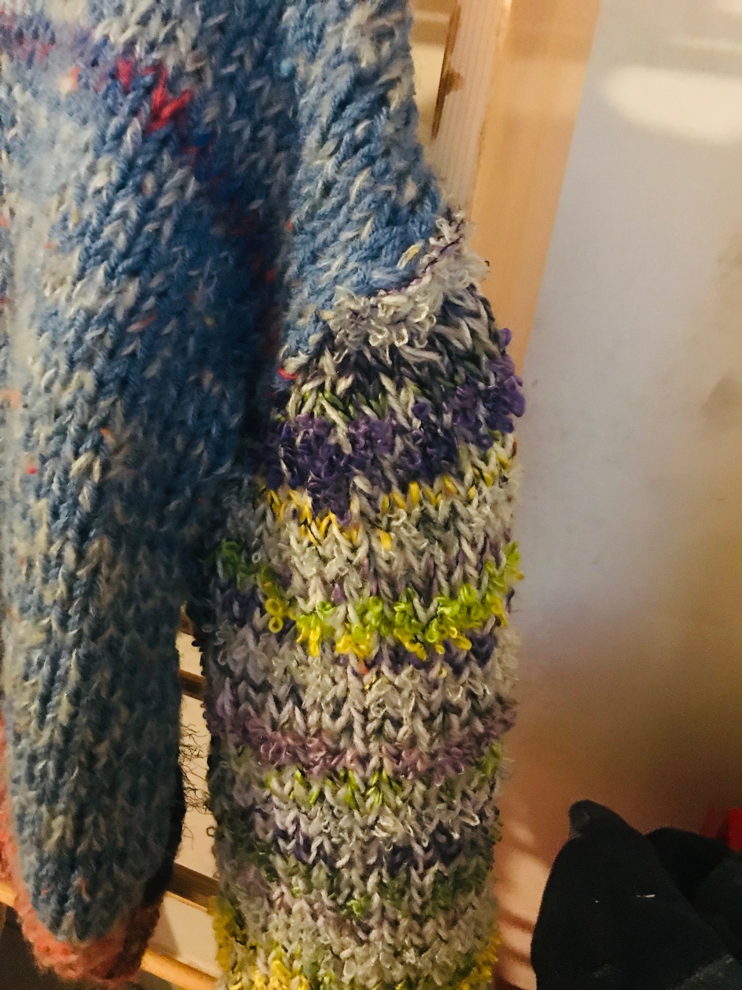 Sweater hand-knitted mixed yarn winter roughly oversized slow fashion 1693