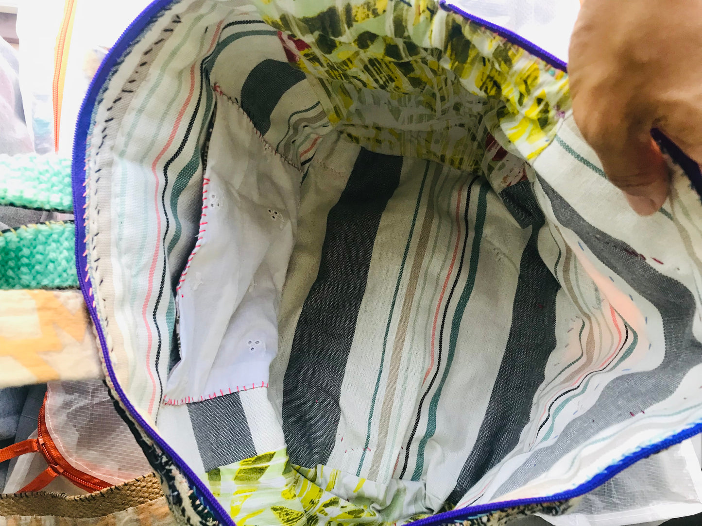 Rucksack Beaded Embroidered Hand Sewn Fabric Canvas 1592