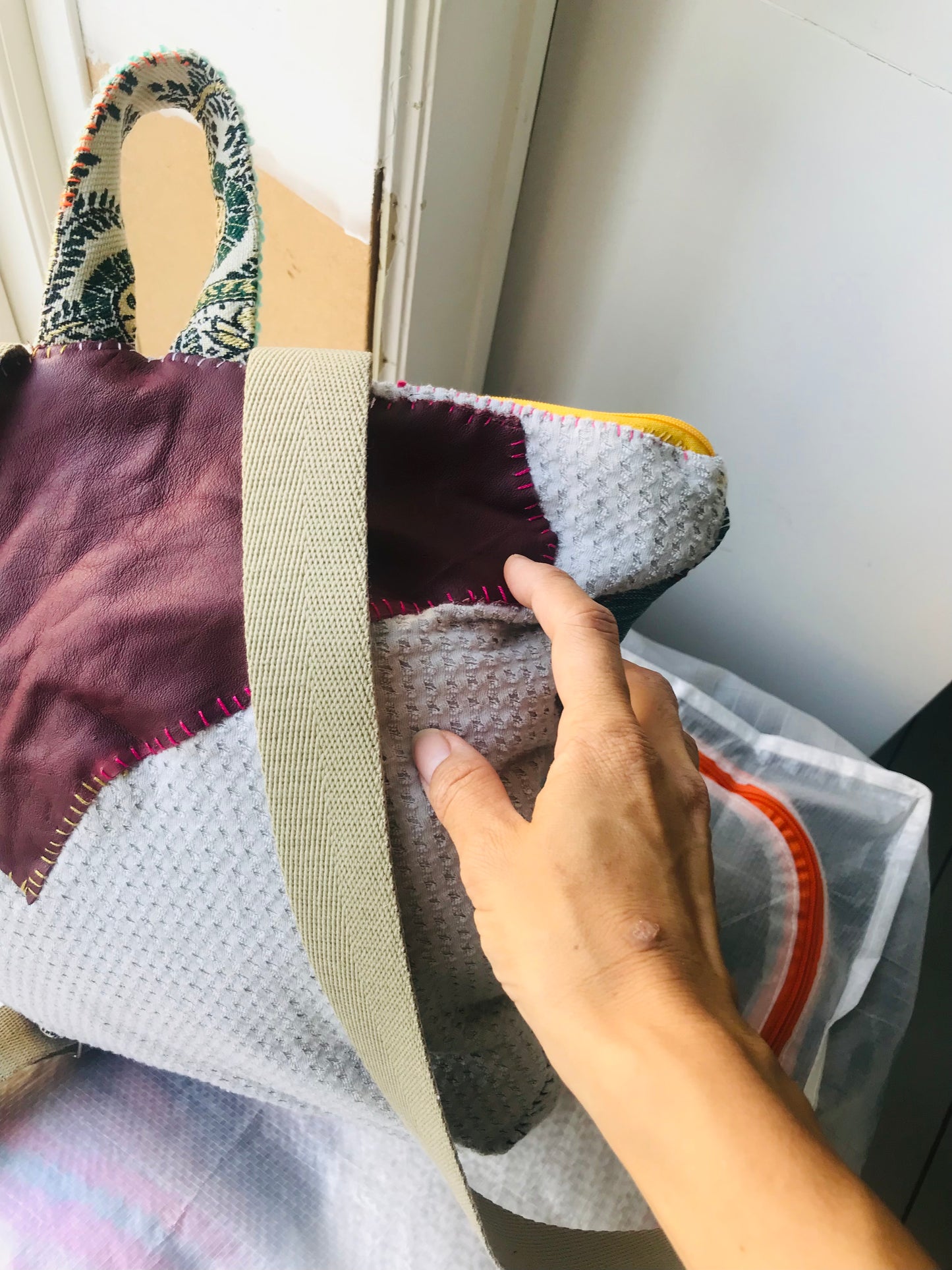 Rucksack Beaded Embroidered Hand Sewn Fabric Canvas 1593