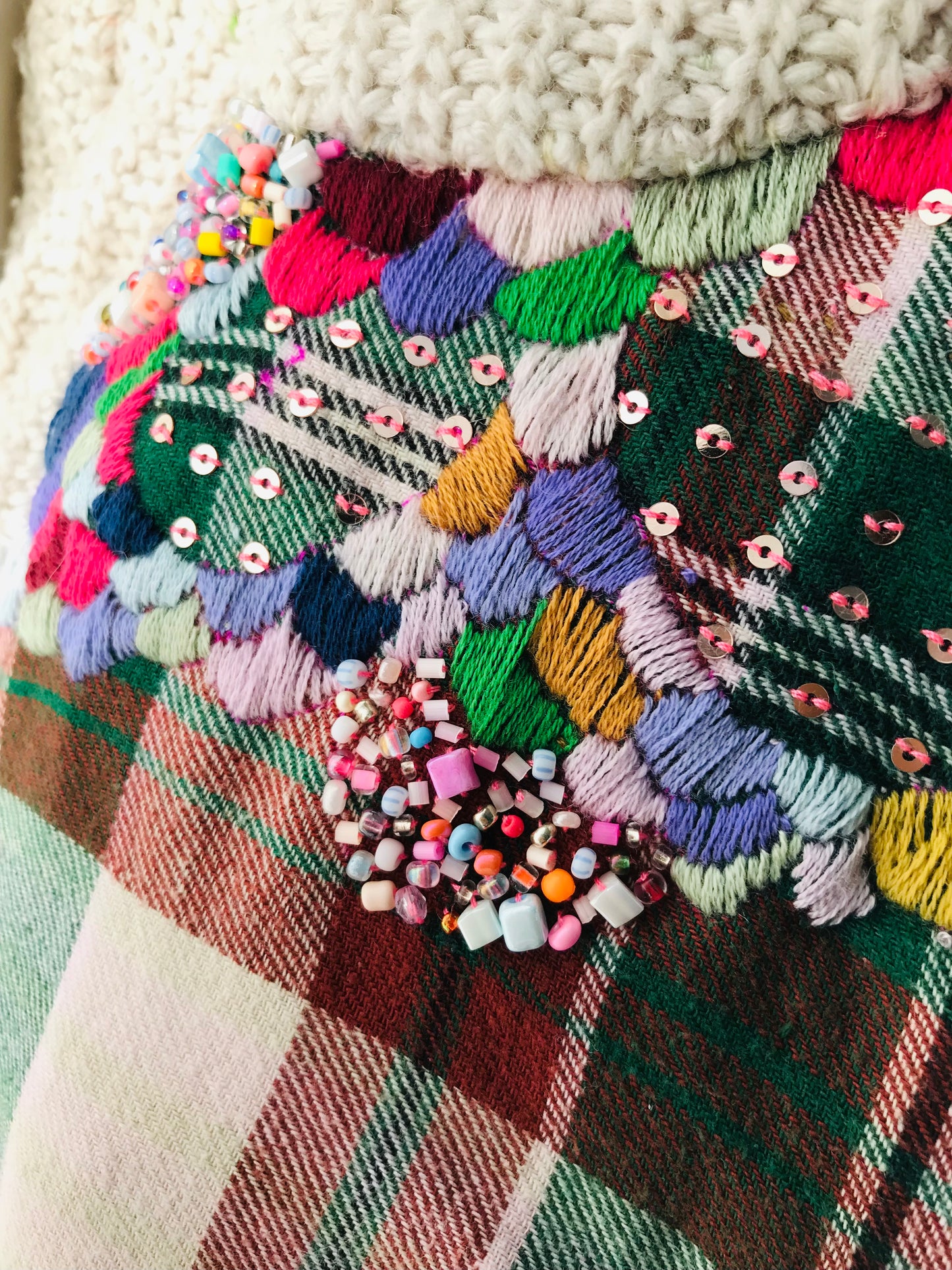 Taske håndsyet taske stof ægte læder håndtag håndlavet 1629 