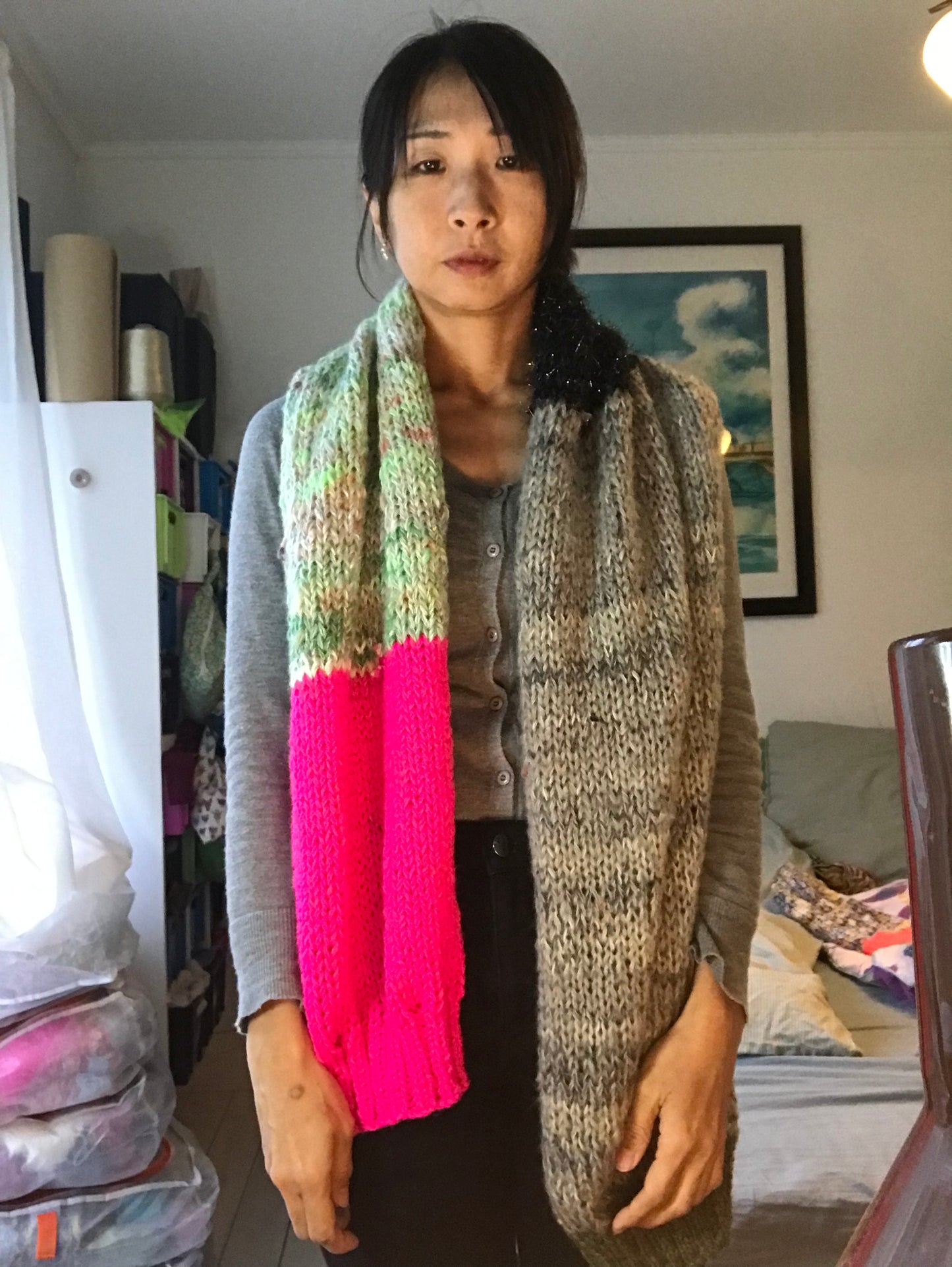 Lyddæmper stjal håndstrikket blandet garn farverigt 1621