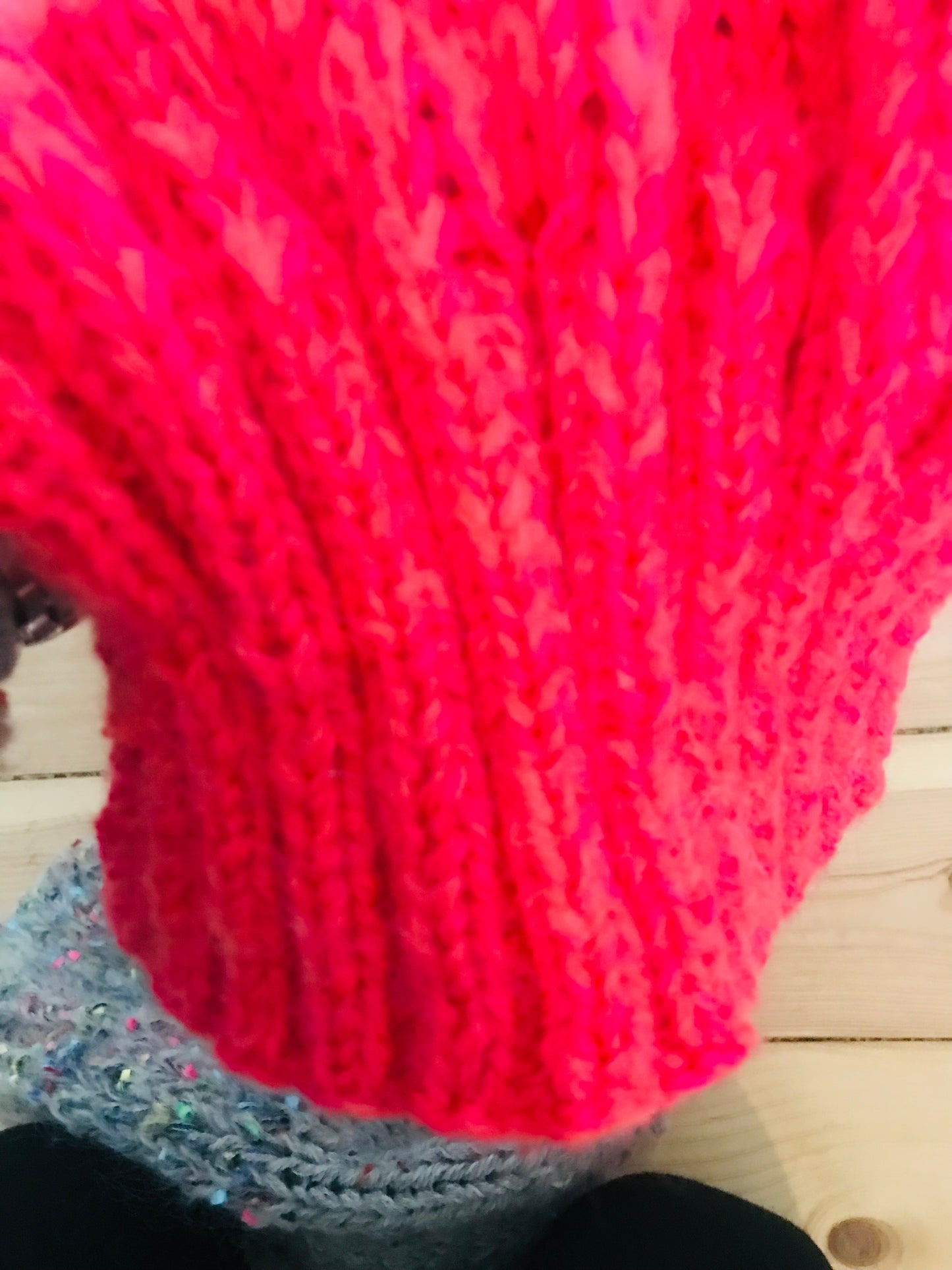 マフラー　ストール　手編み　ミックスヤーン　カラフル　1691