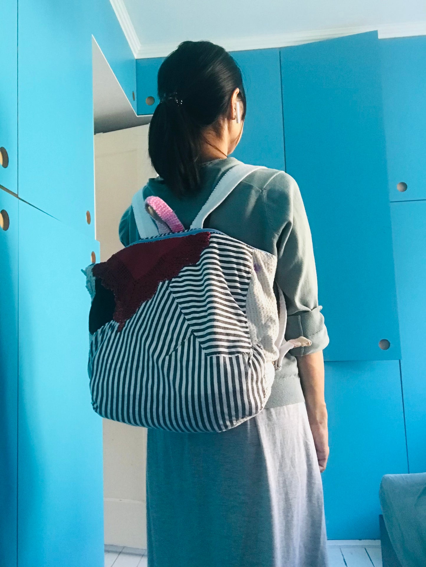 Rucksack Beaded Embroidered Hand Sewn Fabric Canvas 1586