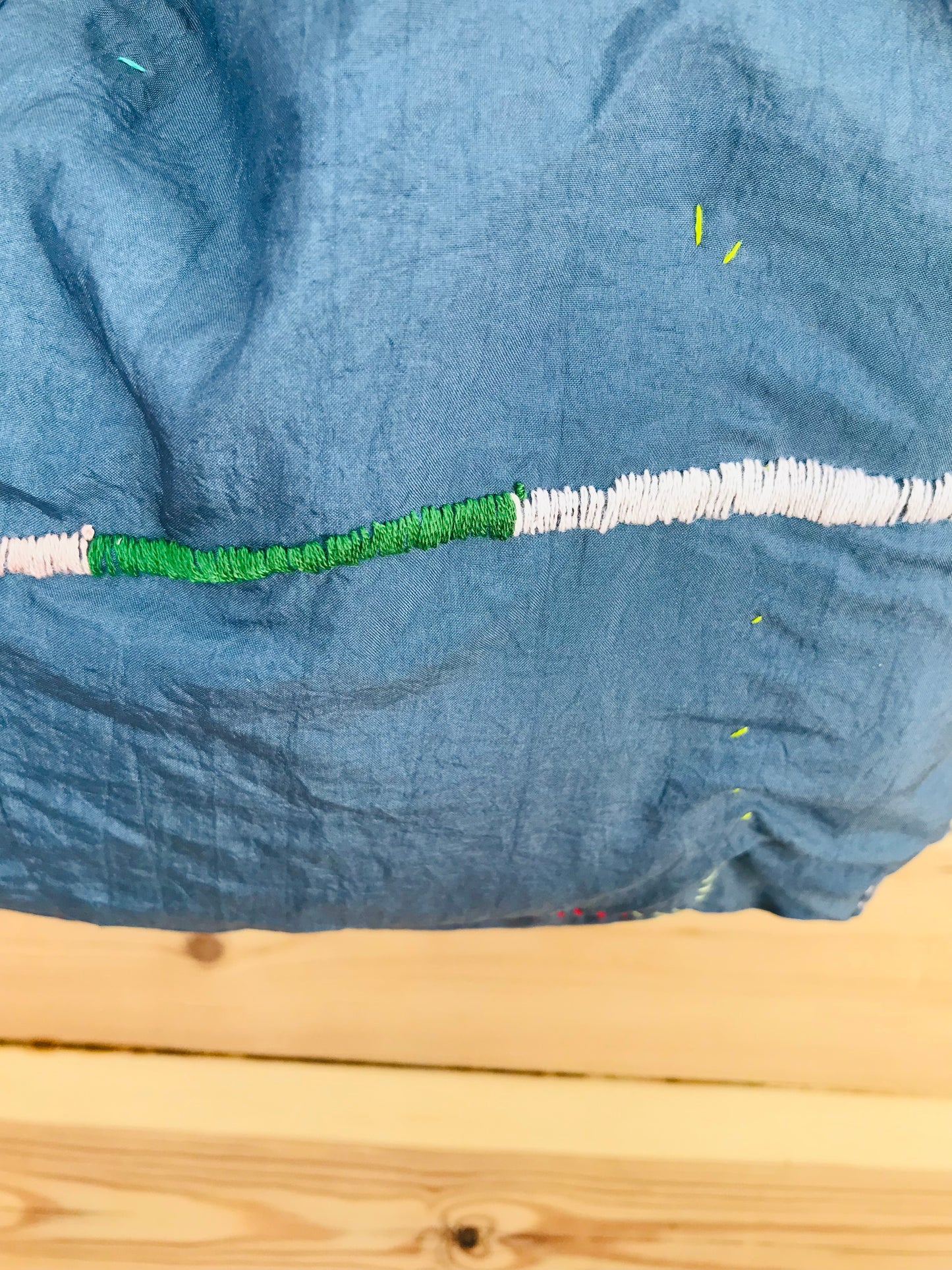Bag   手縫いのバッグ　  布製　本革持ち手　スローファッション　ハンドメイド　1710