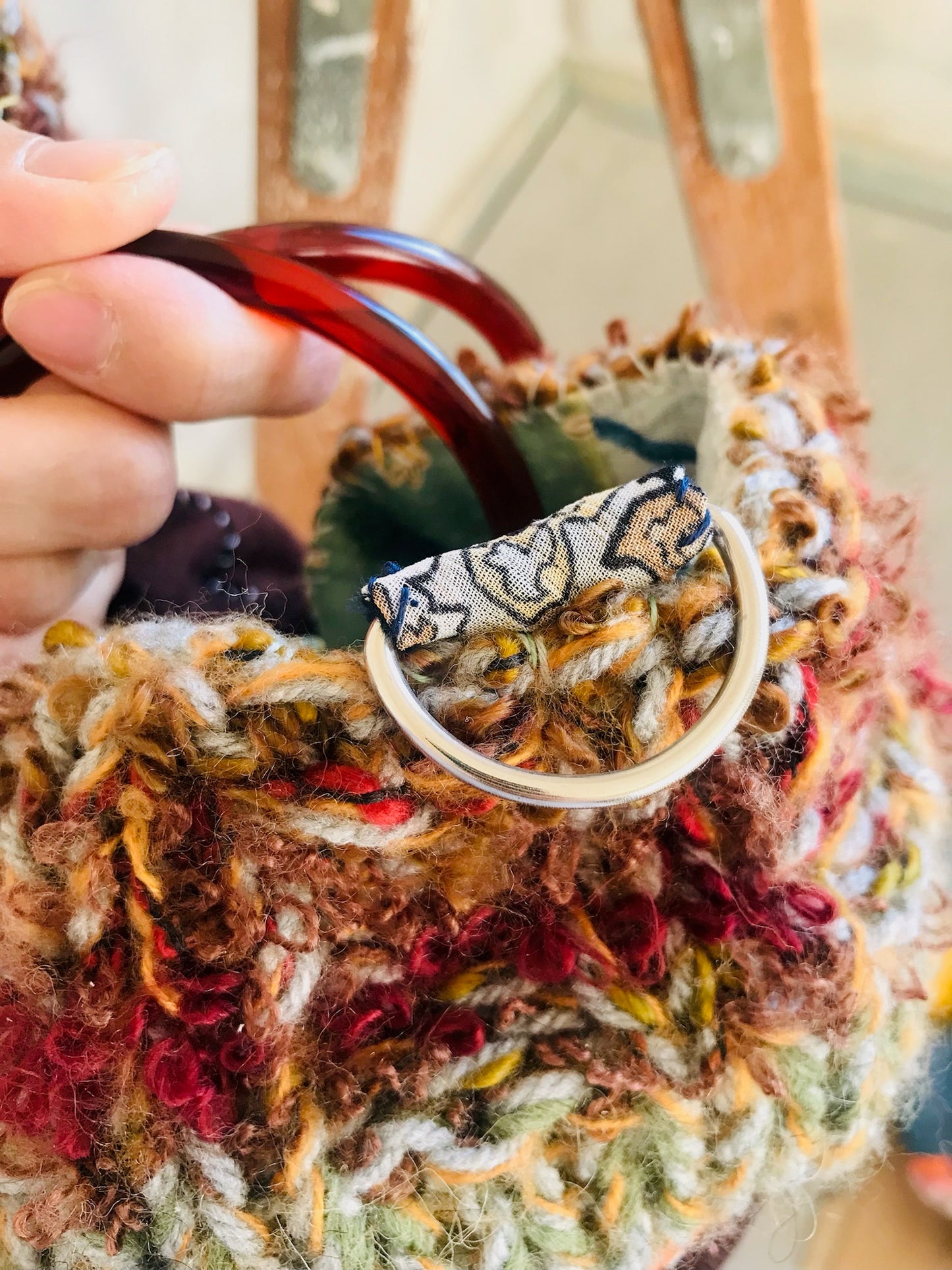 Taske håndsyet taske stof ægte læder håndtag slow fashion håndlavet 1666 