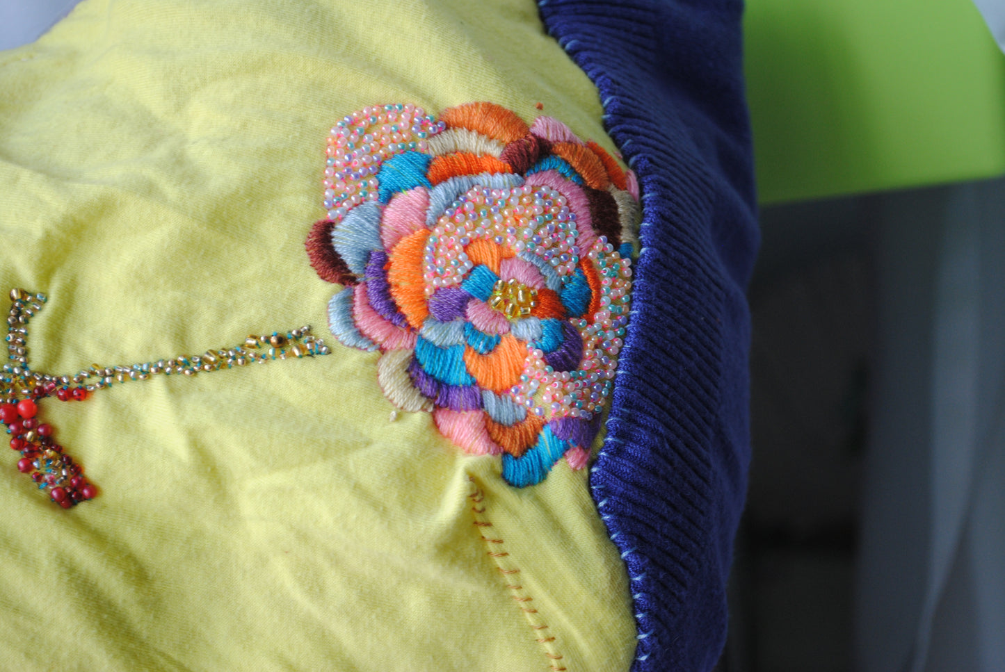 Bag  手縫のバッグ　布製　本革　持ち手　ハンドメイド　1533