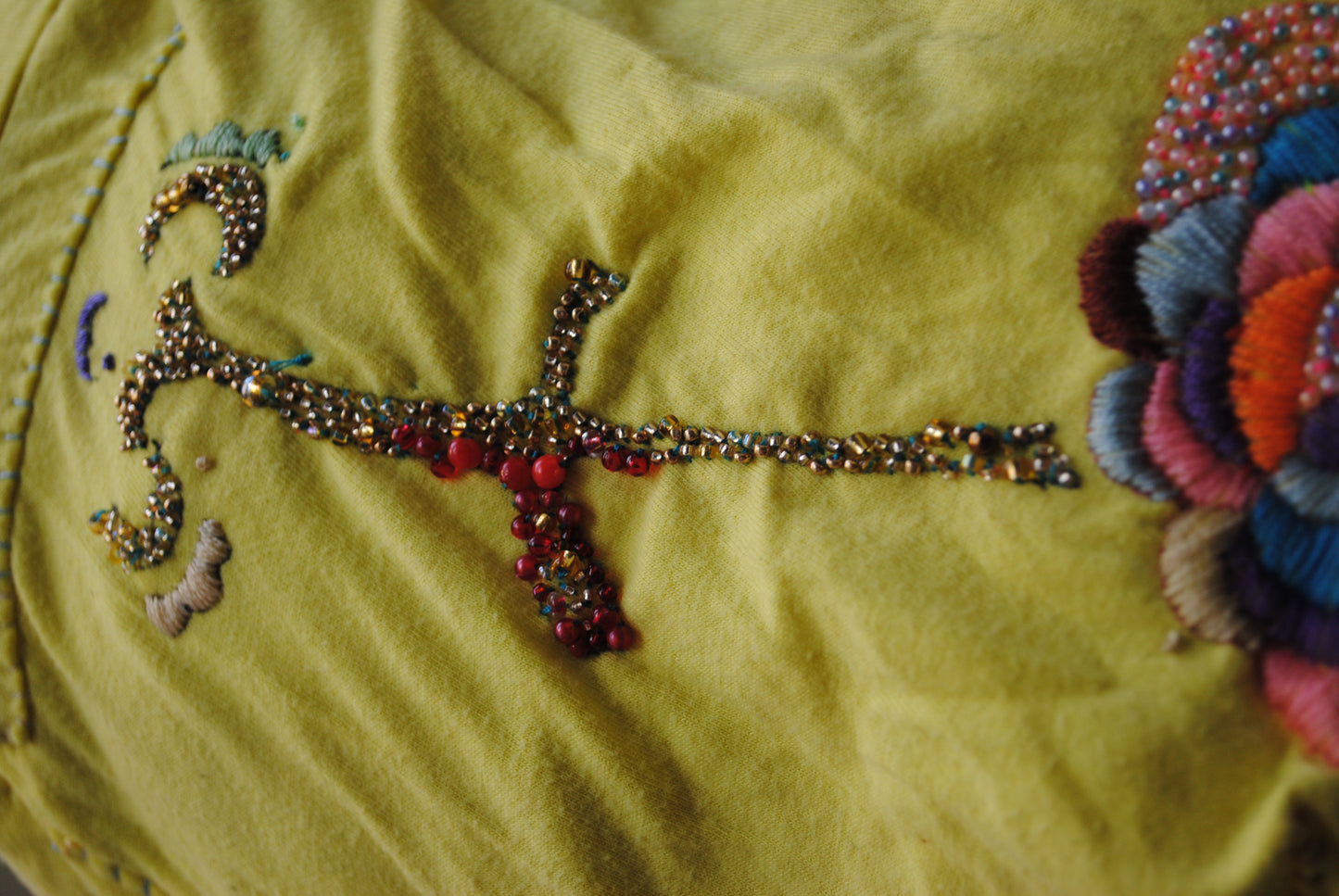 Bag  手縫のバッグ　布製　本革　持ち手　ハンドメイド　1533