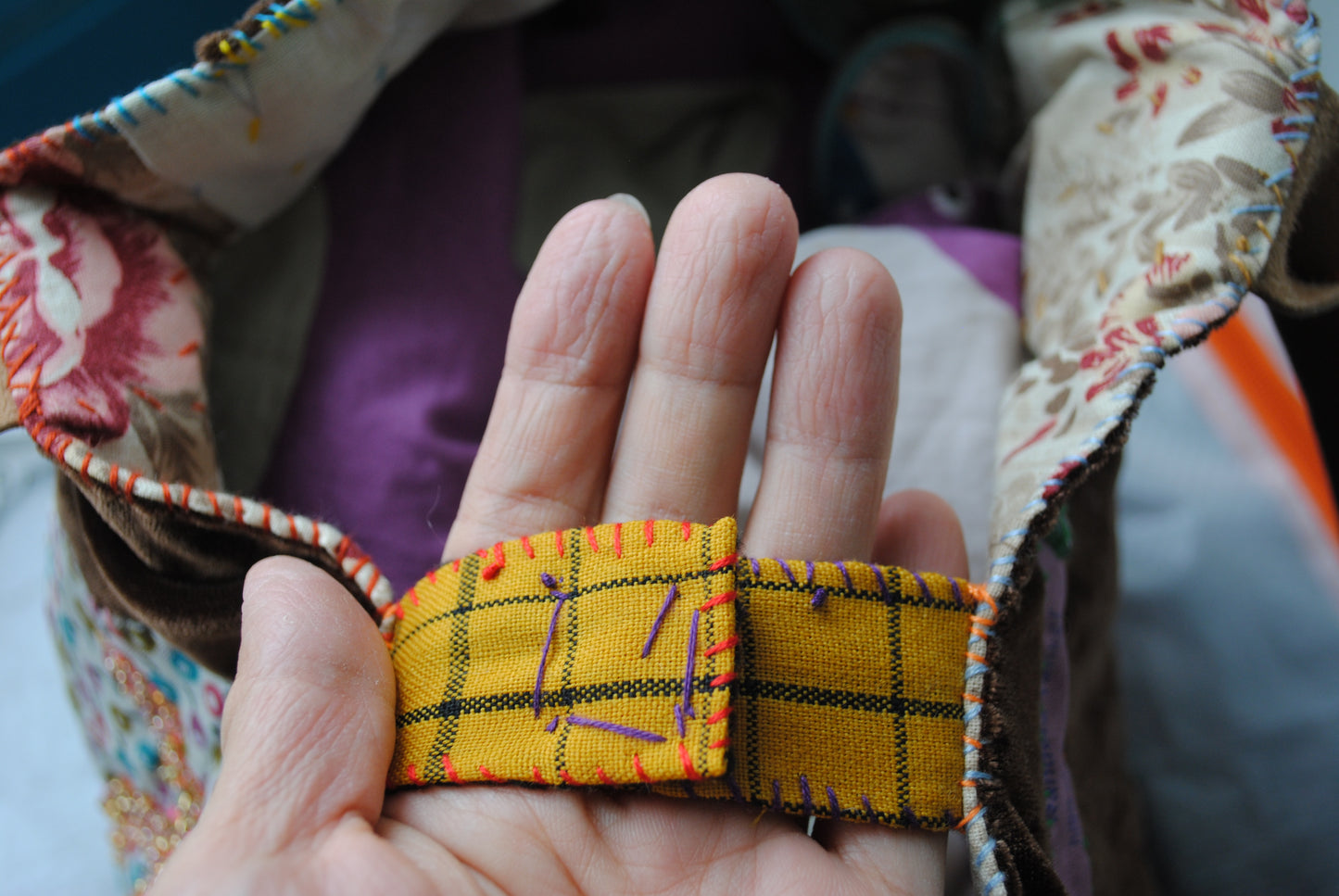 Bag 1536 hand sewn bag fabric genuine leather handle handmade beads embroidery green velor