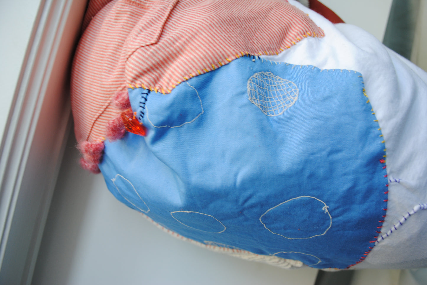 Bag  手縫のバッグ　布製　本革　持ち手　ハンドメイド　1567