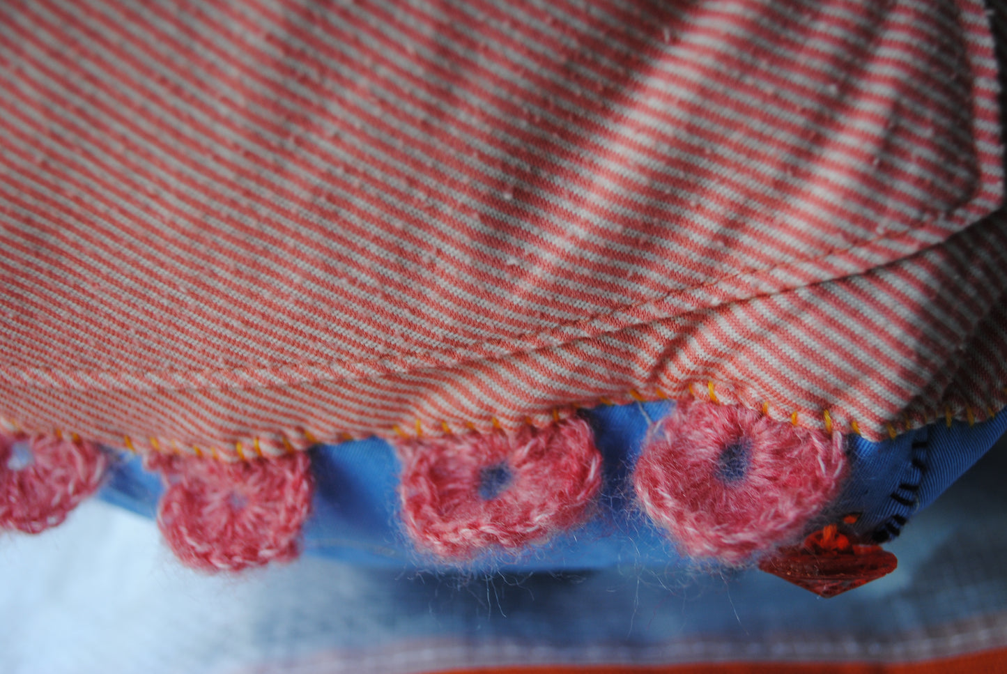 Bag  手縫のバッグ　布製　本革　持ち手　ハンドメイド　1567