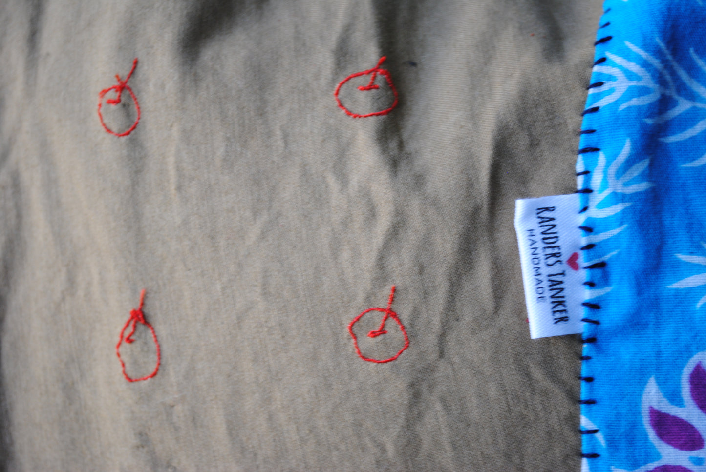 Bag  手縫のバッグ　布製　本革　持ち手　ハンドメイド　1568、