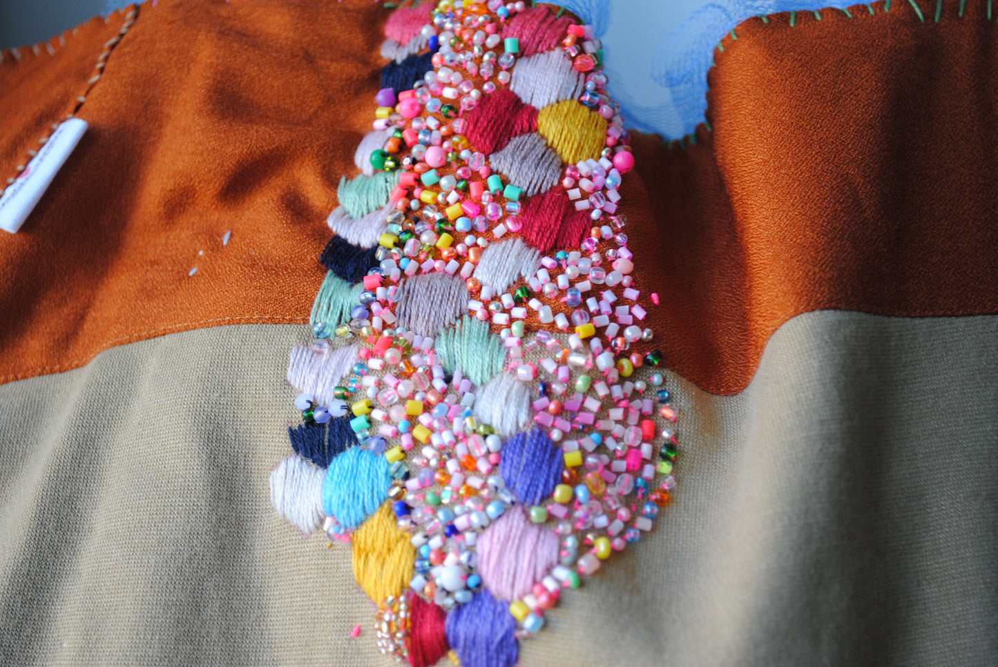 Bag  手縫のバッグ　布製　本革　持ち手　ハンドメイド　1559