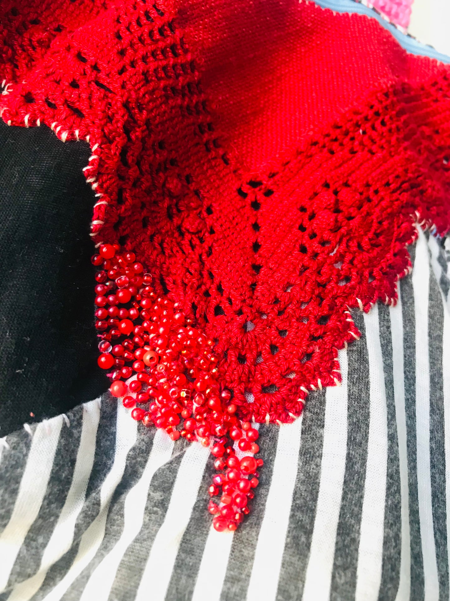 Rucksack Beaded Embroidered Hand Sewn Fabric Canvas 1586