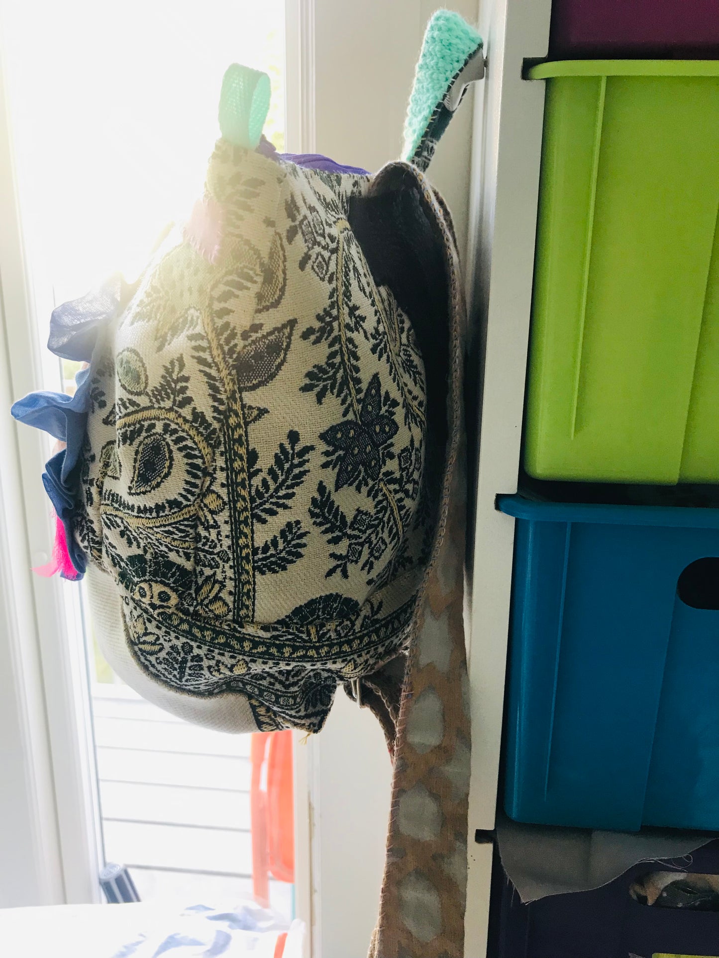 Rucksack Beaded Embroidered Hand Sewn Fabric Canvas 1592