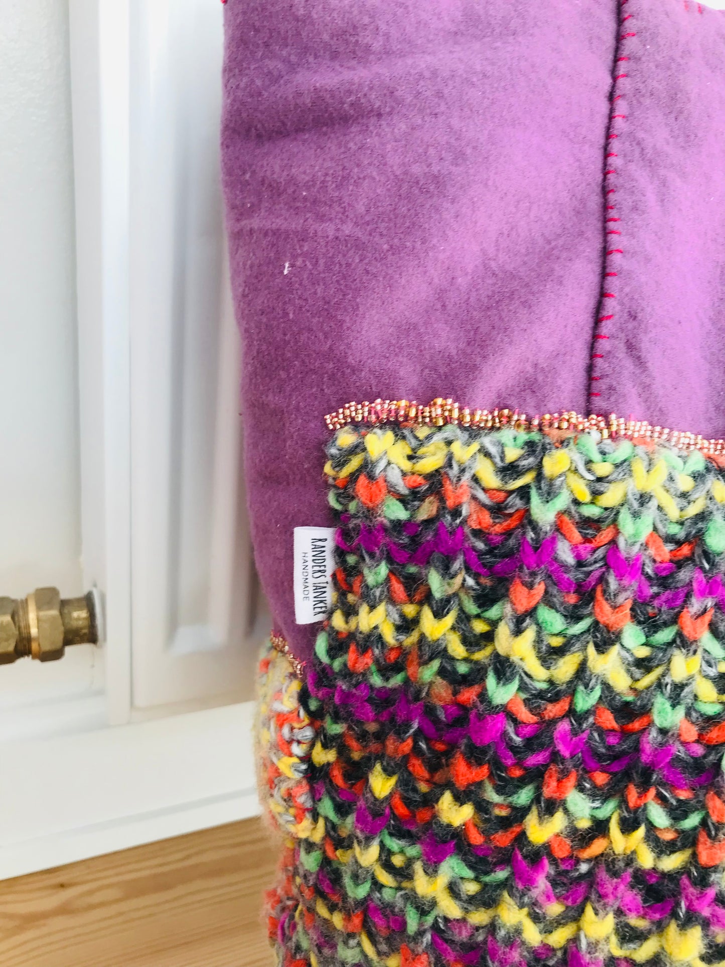 Taske håndsyet taske stof ægte læder håndtag slow fashion håndlavet 1700 