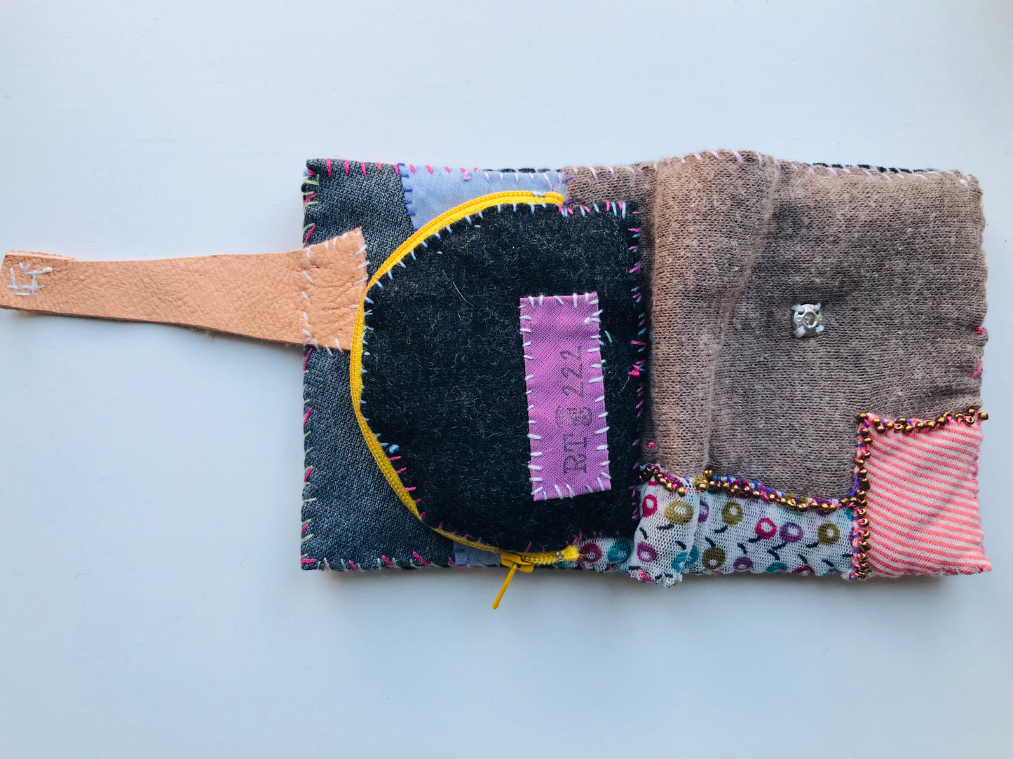 Wallet Cloth Wallet Handmade Hand Sewn Embroidered Patchwork Bifold 1649