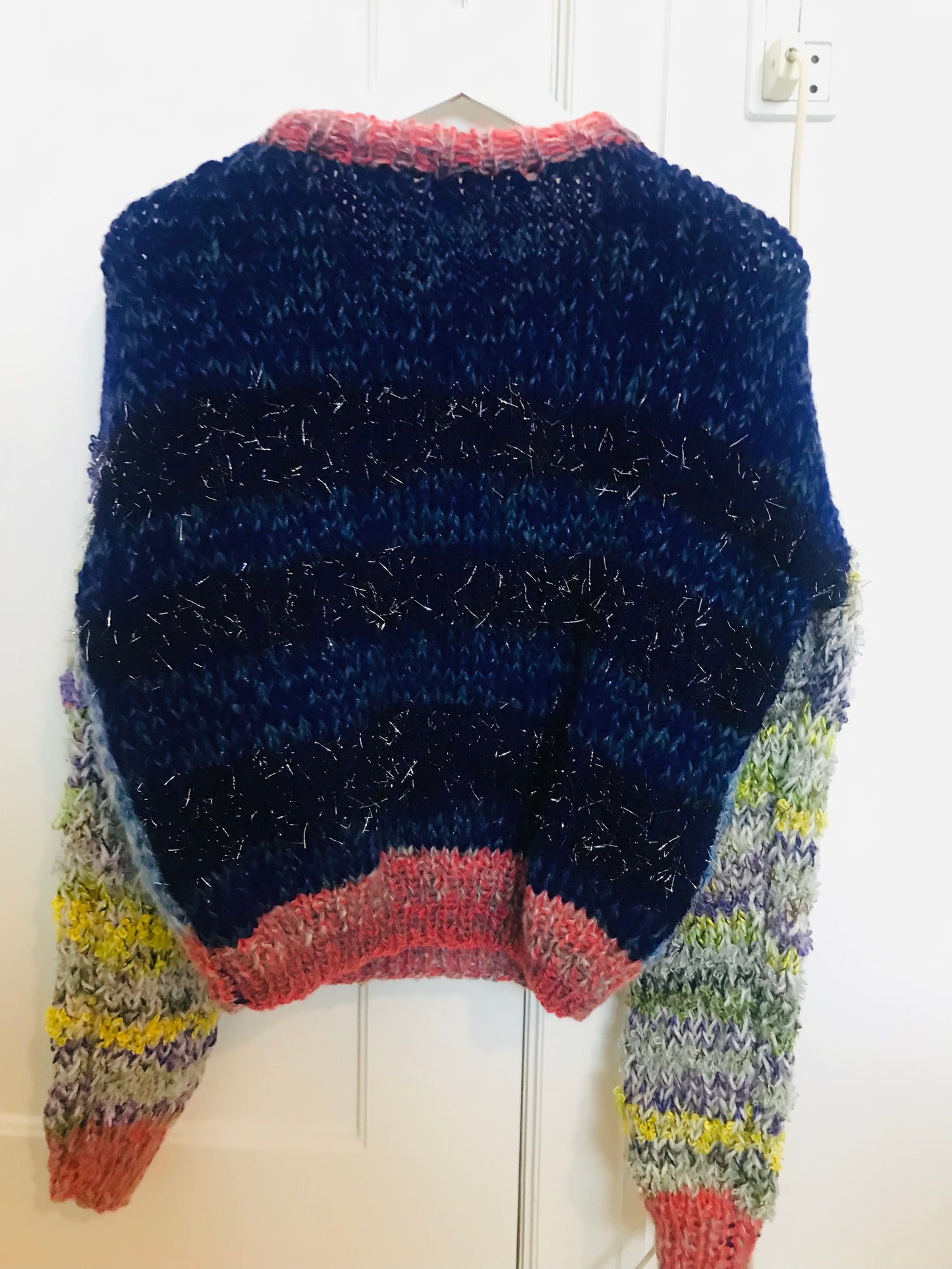 Sweater hand-knitted mixed yarn winter roughly oversized slow fashion 1693