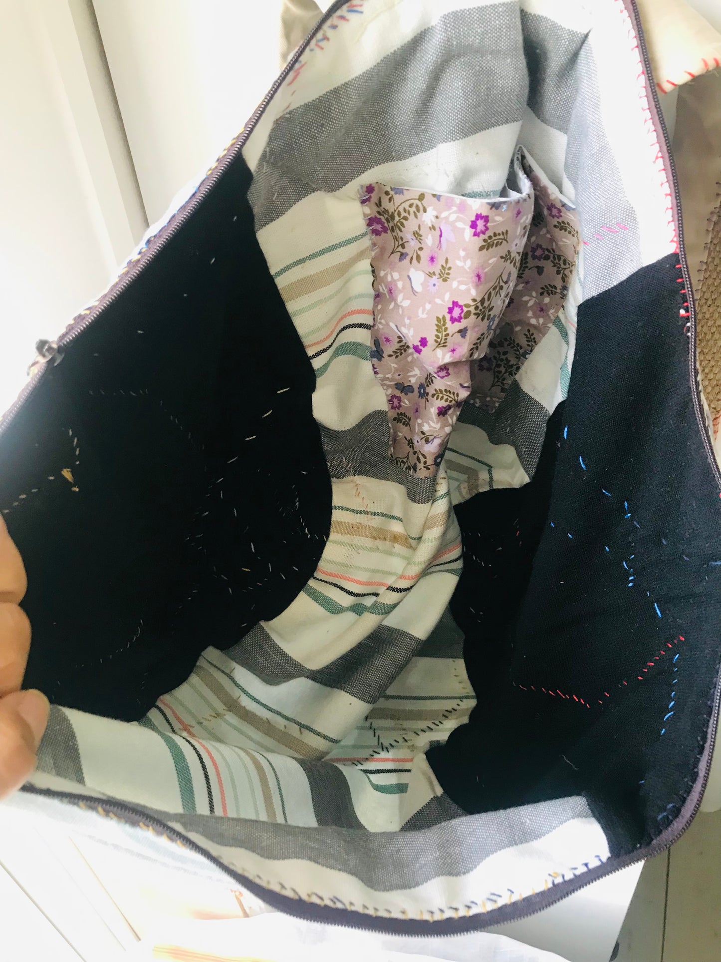 Rucksack Beaded Embroidered Hand Sewn Fabric Canvas 1594