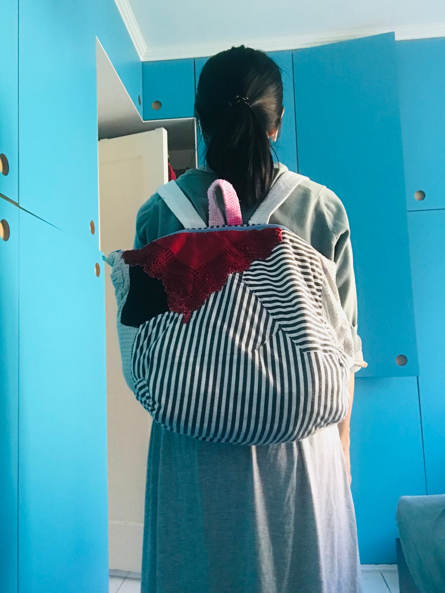 Rucksack Beaded Embroidered Hand Sewn Fabric Canvas 1586